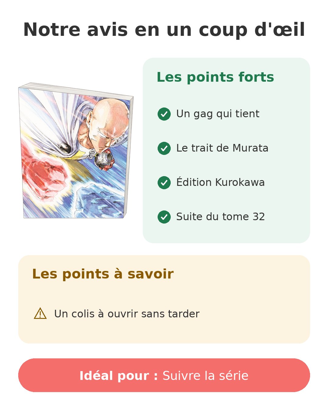 Notre avis en un coup d'œil sur One-Punch Man T33