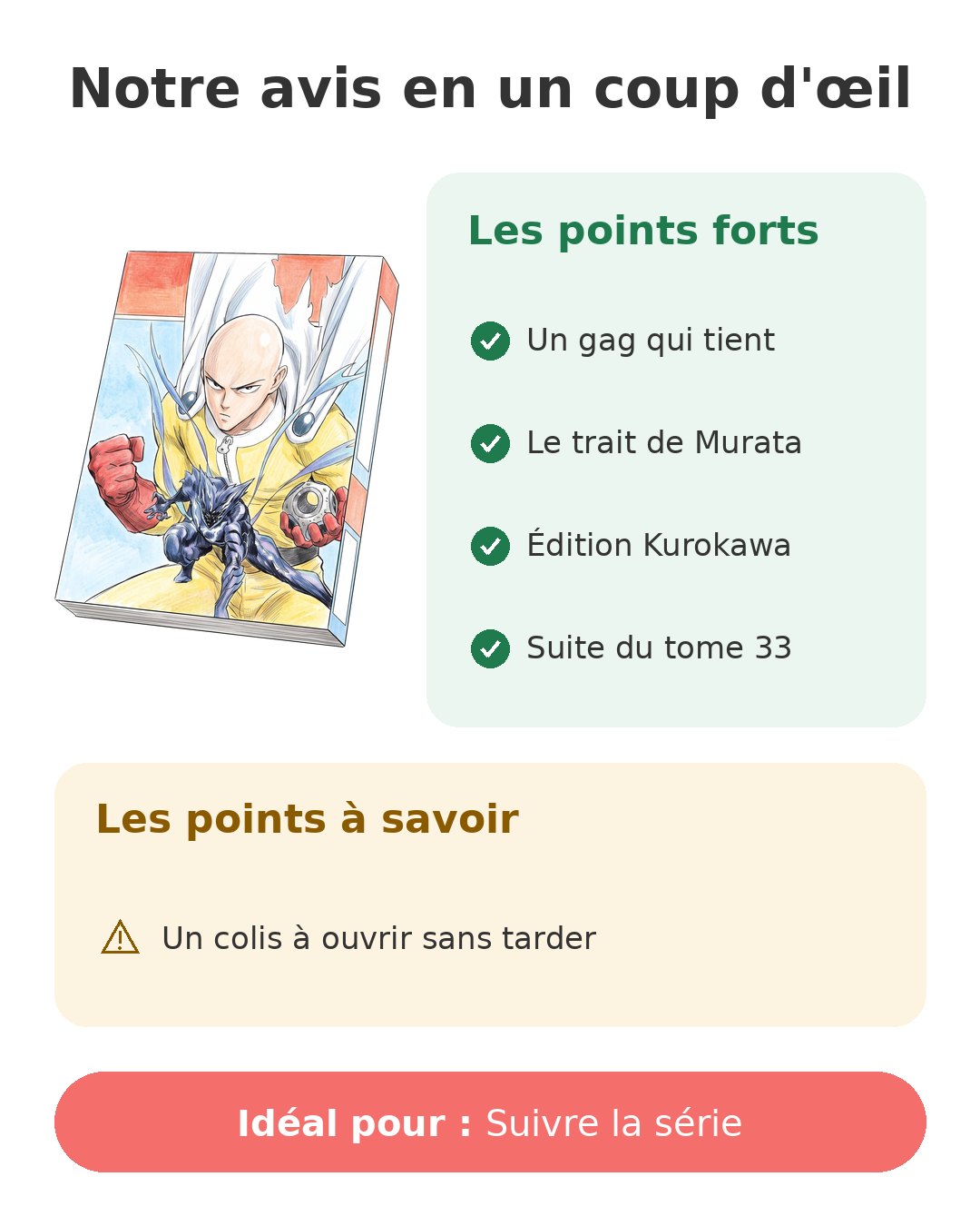 Notre avis en un coup d'œil sur One-Punch Man T34