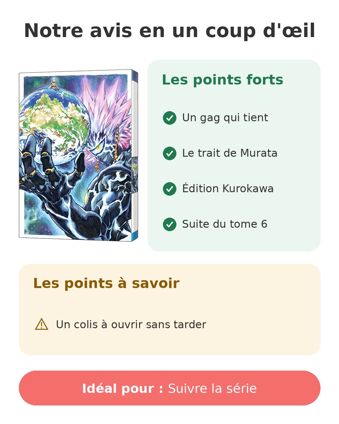 Notre avis en un coup d'œil sur One-Punch Man T7