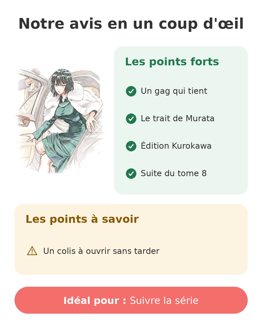 Notre avis en un coup d'œil sur One-Punch Man T9