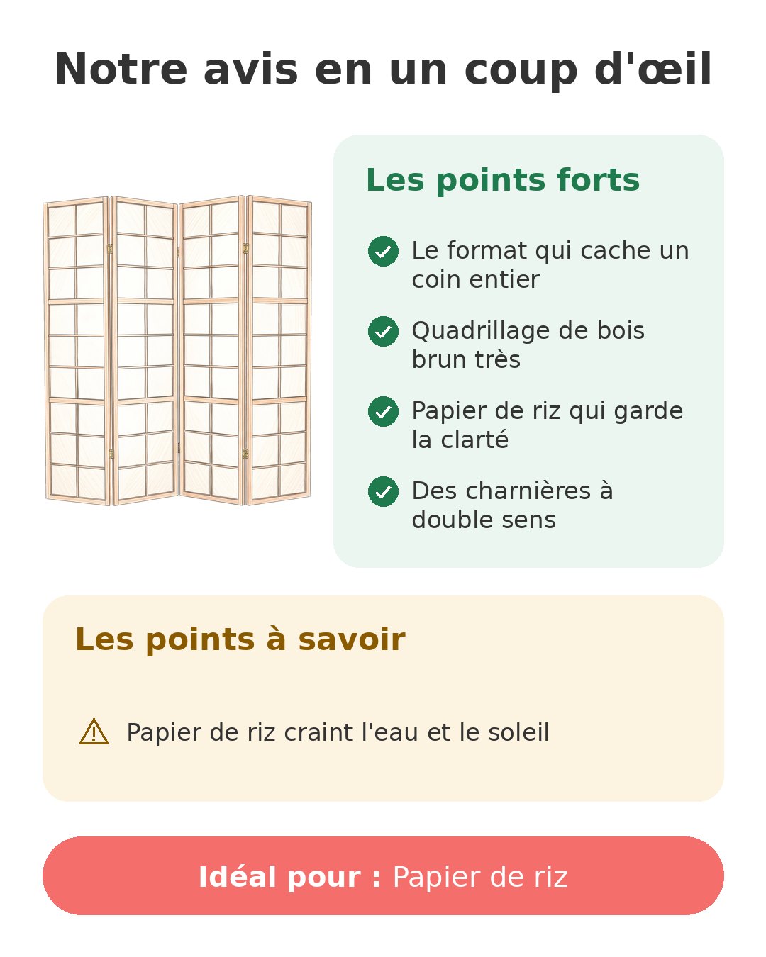 Notre avis en un coup d'œil sur Shoji bois brun