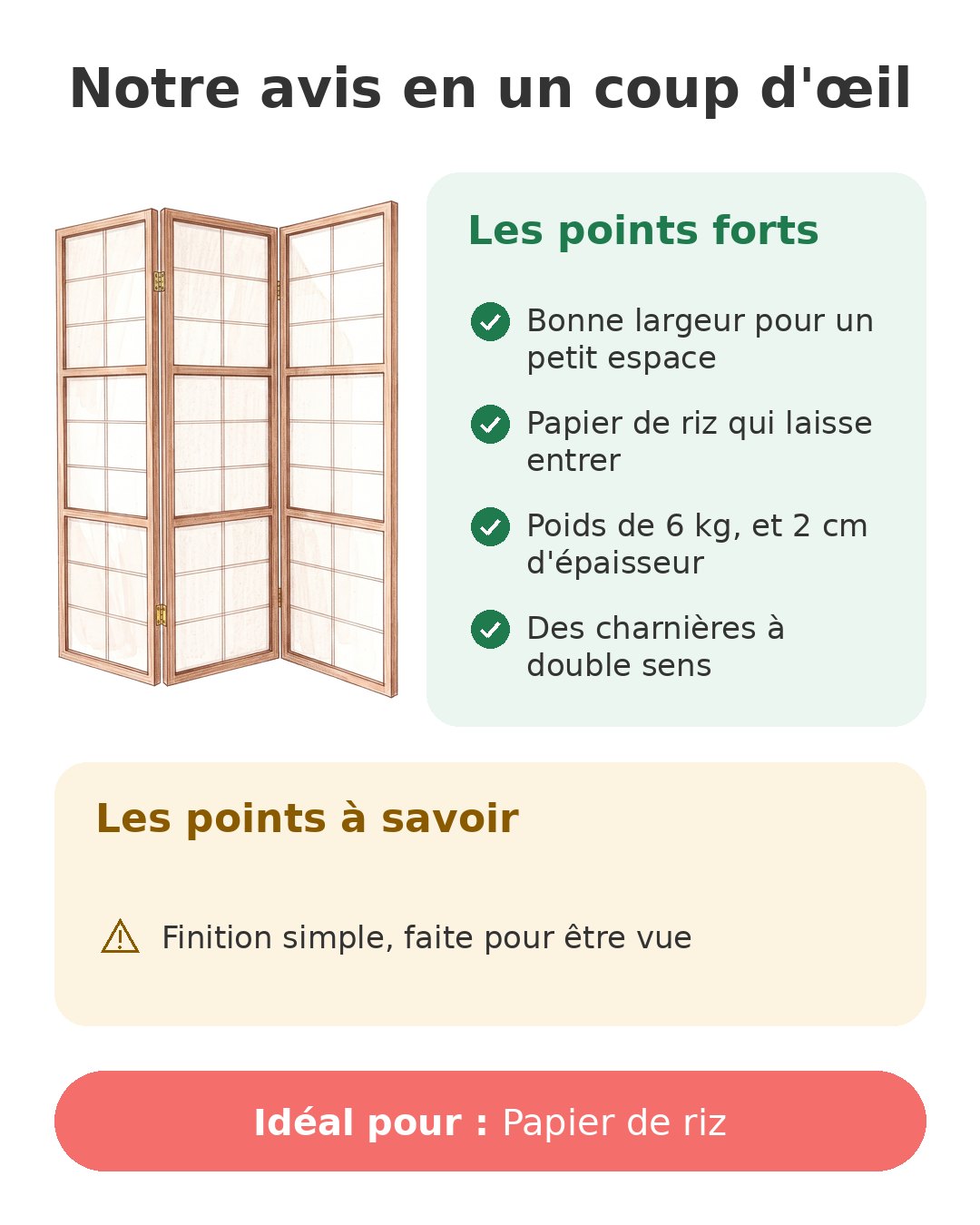 Notre avis en un coup d'œil sur Shoji bois brun