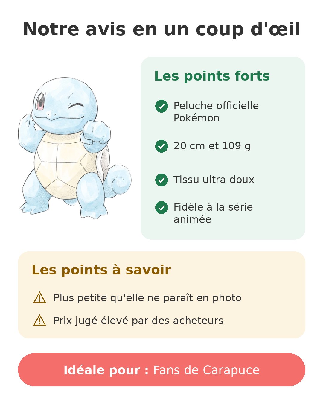 Notre avis en un coup d'œil sur Peluche Carapuce