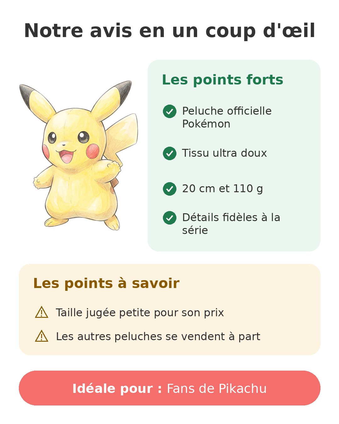 Notre avis en un coup d'œil sur Peluche Pikachu 20 cm