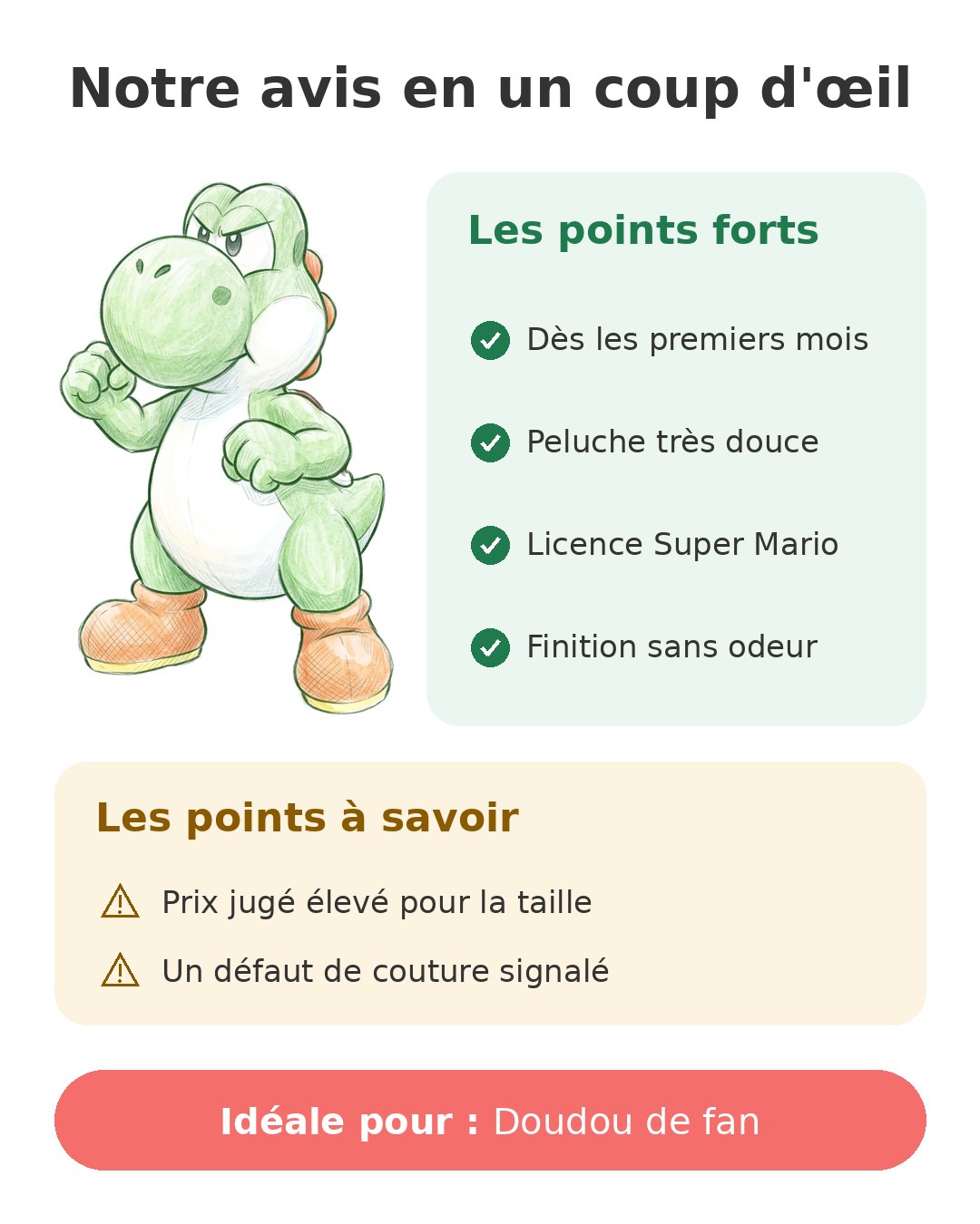 Notre avis en un coup d'œil sur Peluche Yoshi 20 cm