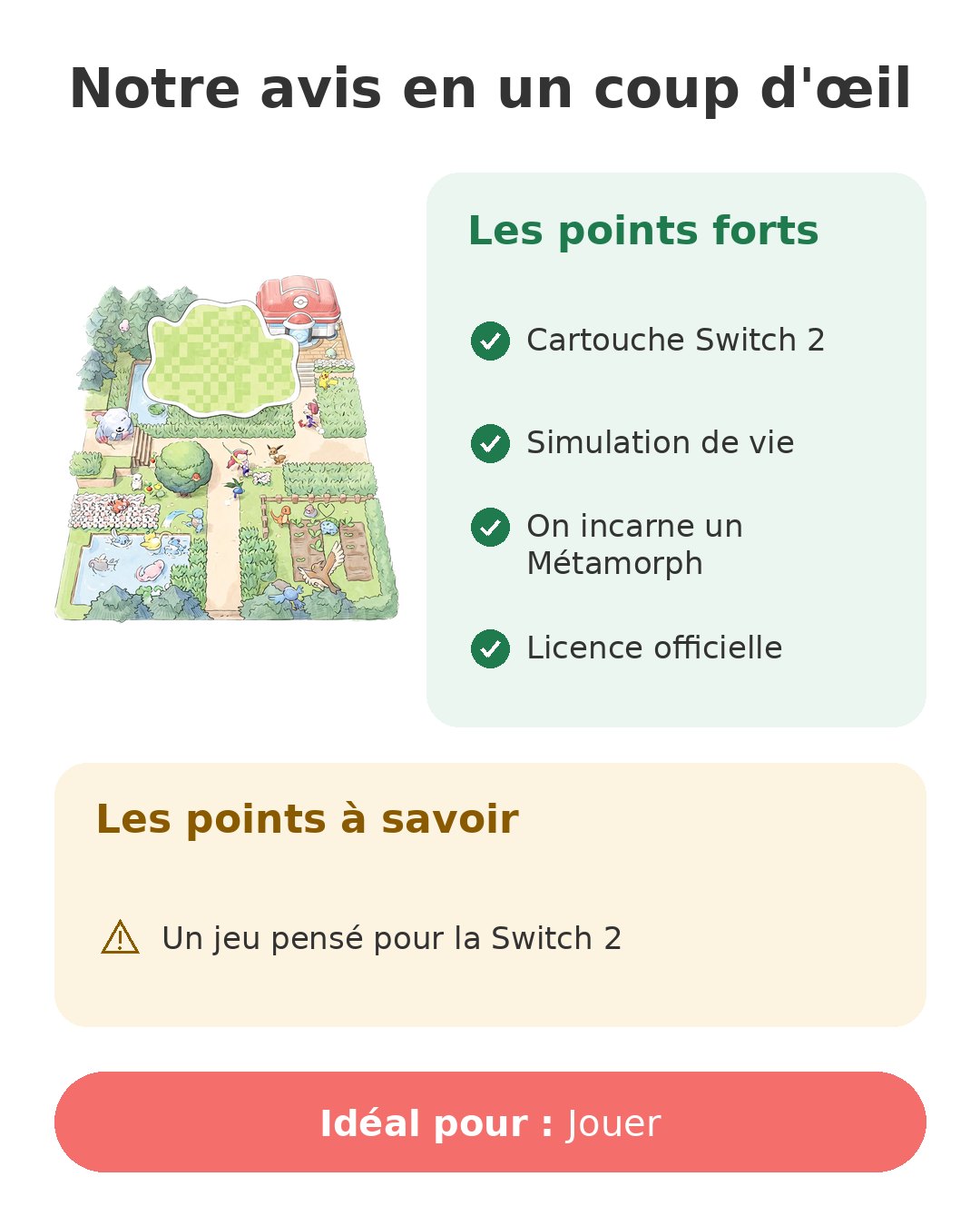 Notre avis en un coup d'œil sur Pokopia