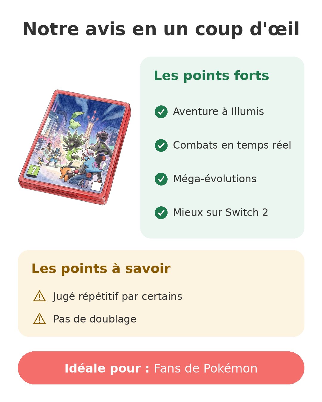 Notre avis en un coup d'œil sur Pokémon Z-A Switch 2