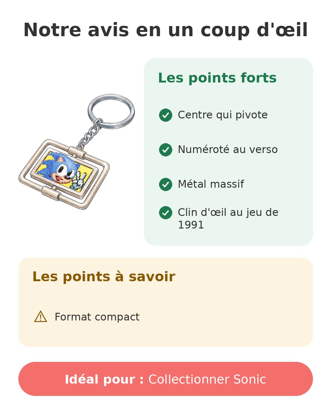 Notre avis en un coup d'œil sur Porte-clés Sonic métal