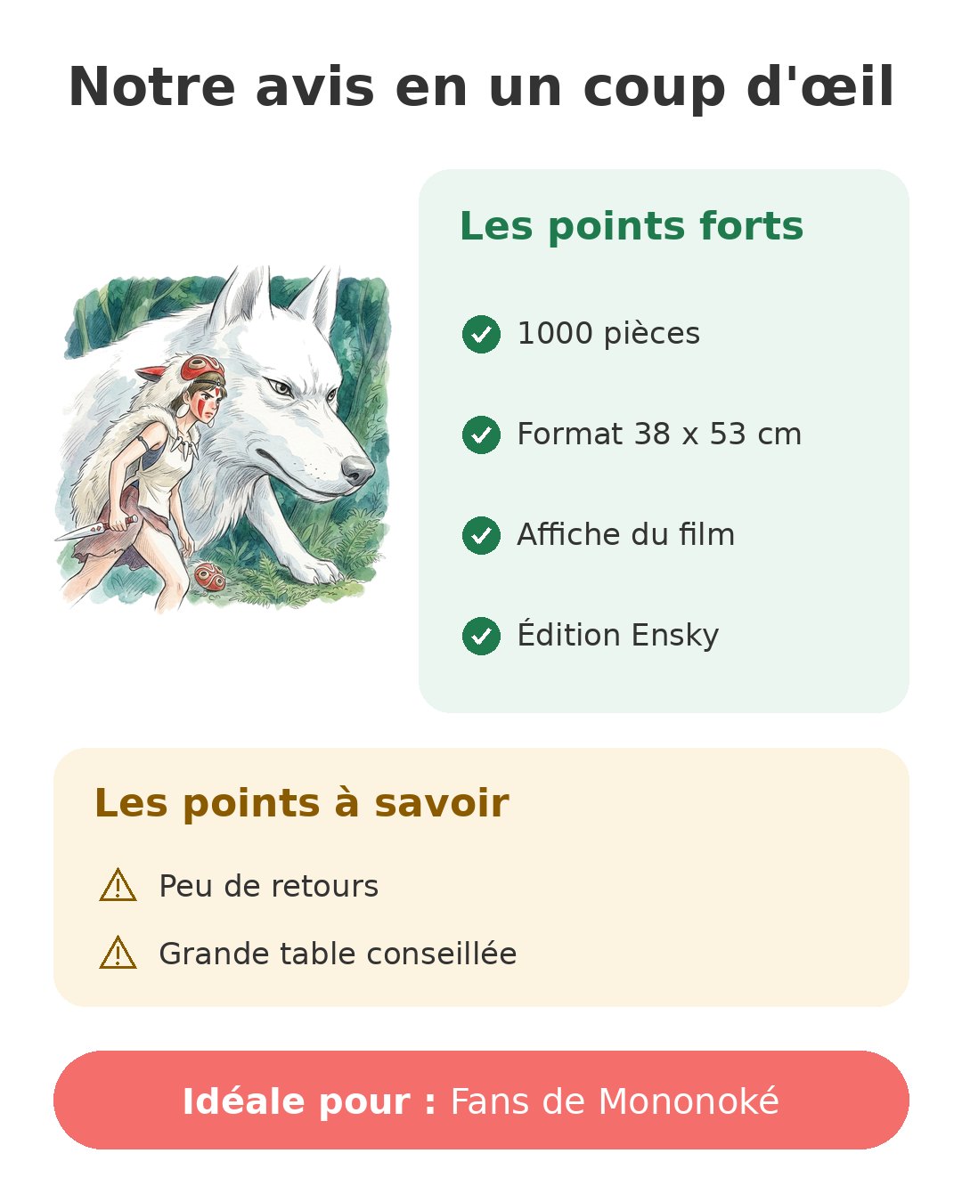 Notre avis en un coup d'œil sur Puzzle Mononoké 1000