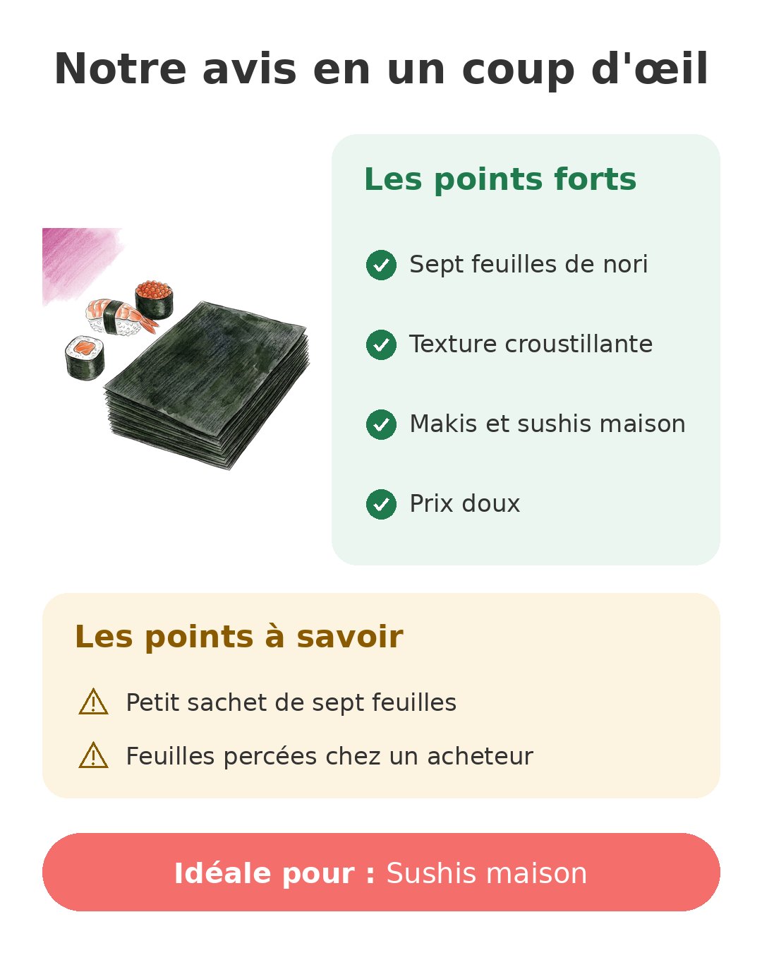 Notre avis en un coup d'œil sur Nori Tanoshi 18 g