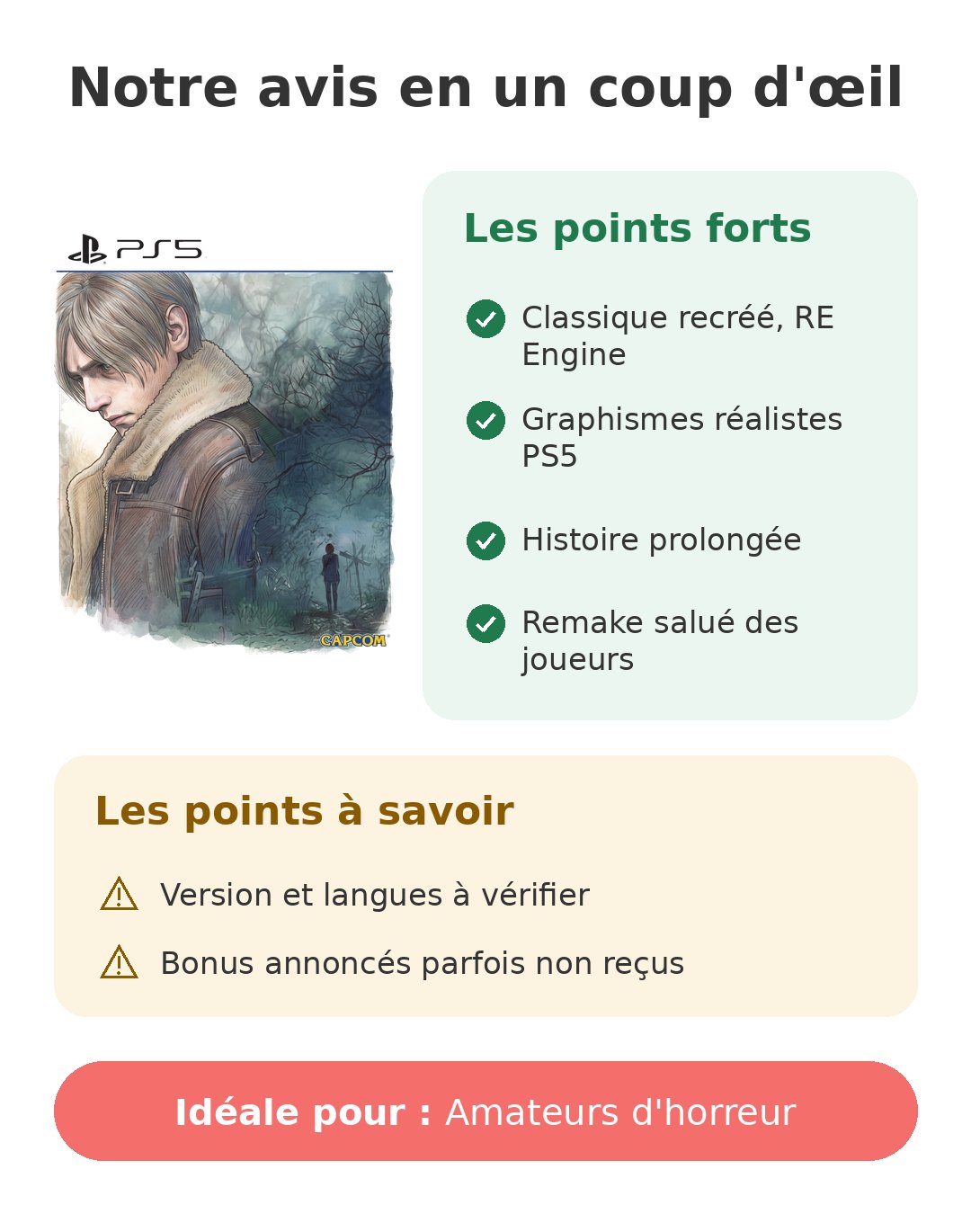 Resident Evil 4 Remake de Capcom sur PS5 Notre avis en un coup d'œil sur Resident Evil 4