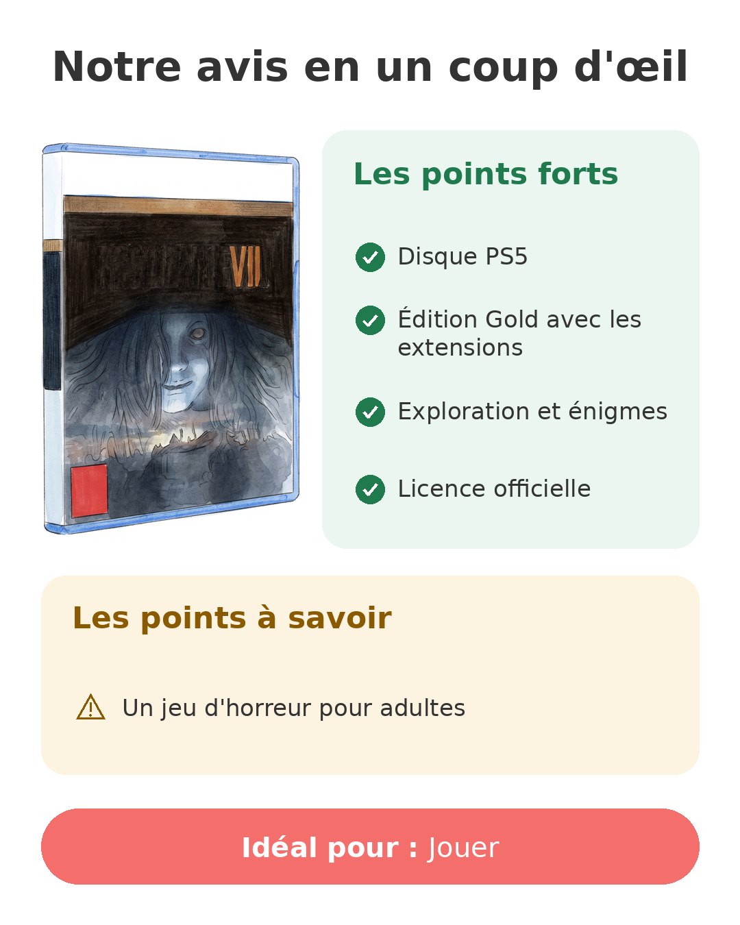 Notre avis en un coup d'œil sur Resident Evil 7
