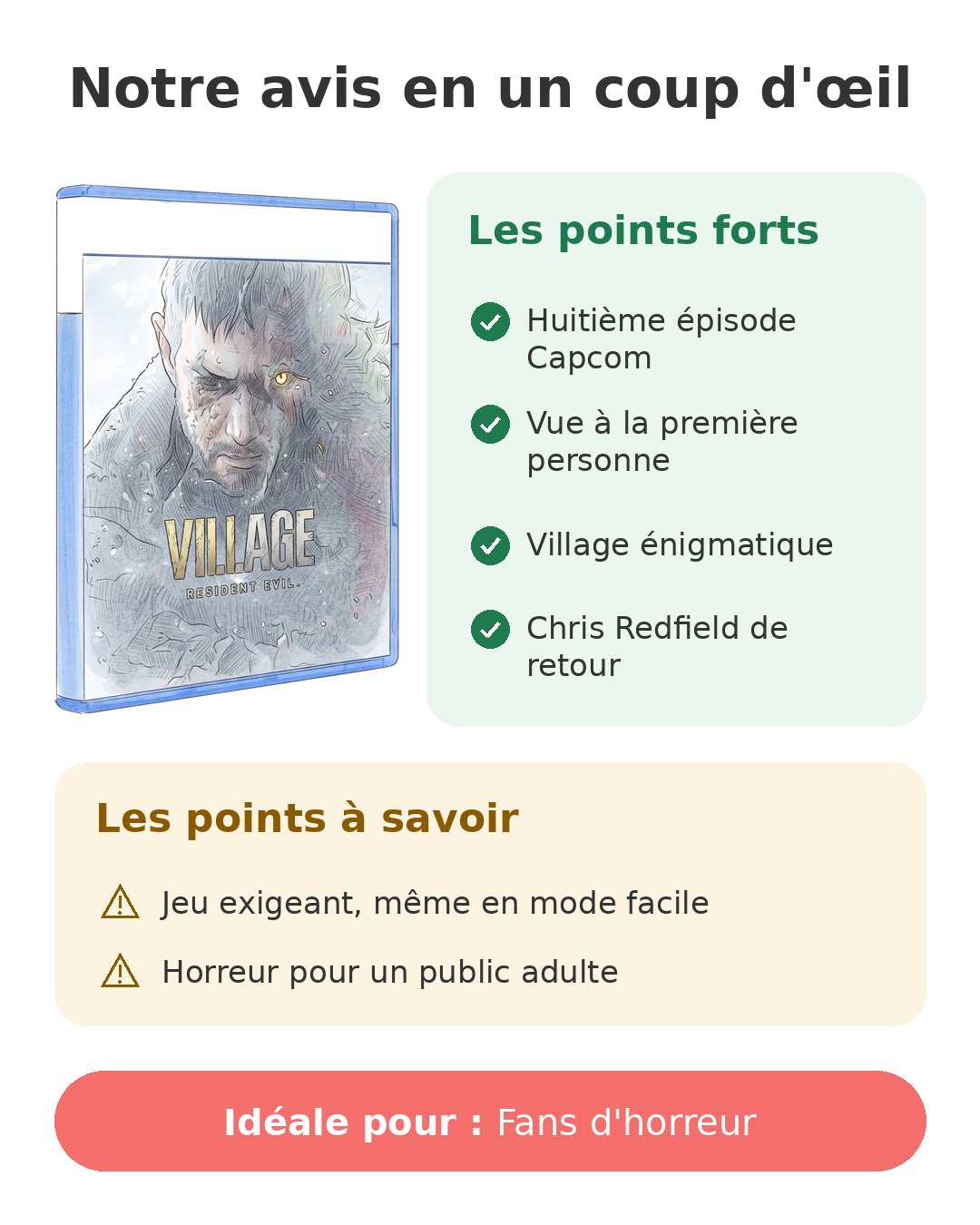 Notre avis en un coup d'œil sur Resident Evil Village
