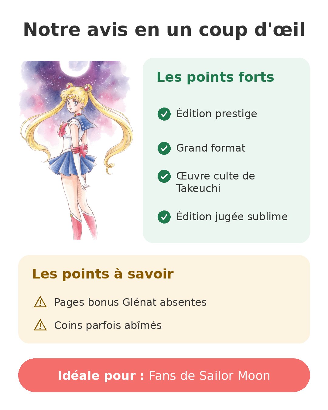 Notre avis en un coup d'œil sur Sailor Moon Eternal T1
