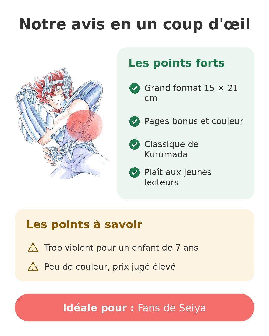 Notre avis en un coup d'œil sur Saint Seiya Deluxe T1
