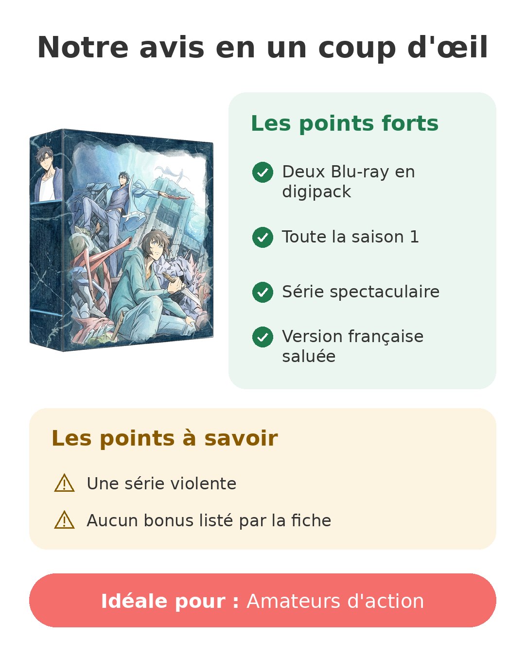 Notre avis en un coup d'œil sur Solo Leveling S1