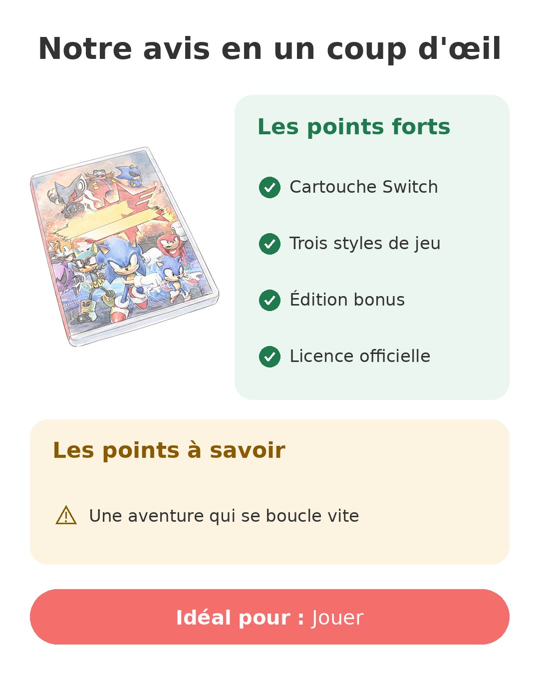 Notre avis en un coup d'œil sur Sonic Forces