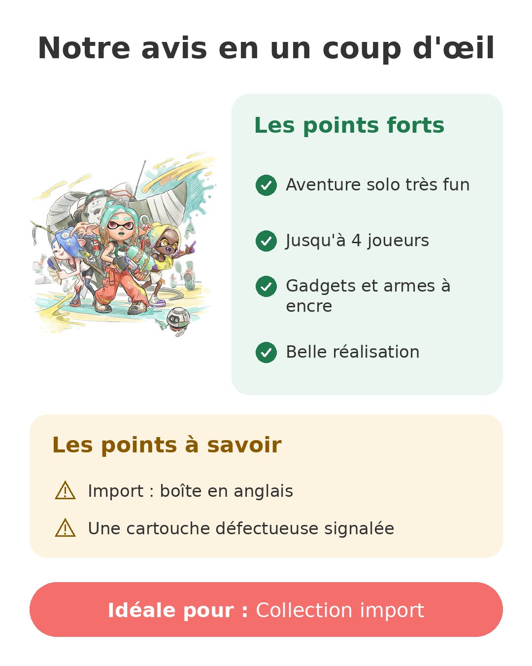 Notre avis en un coup d'œil sur Splatoon Raiders
