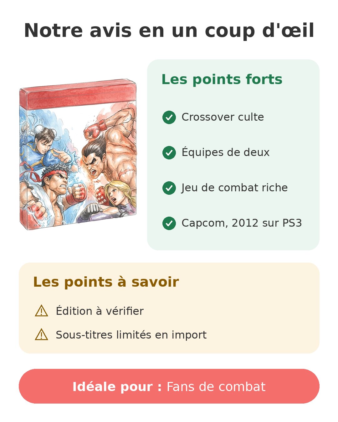 Notre avis en un coup d'œil sur SF X Tekken PS3