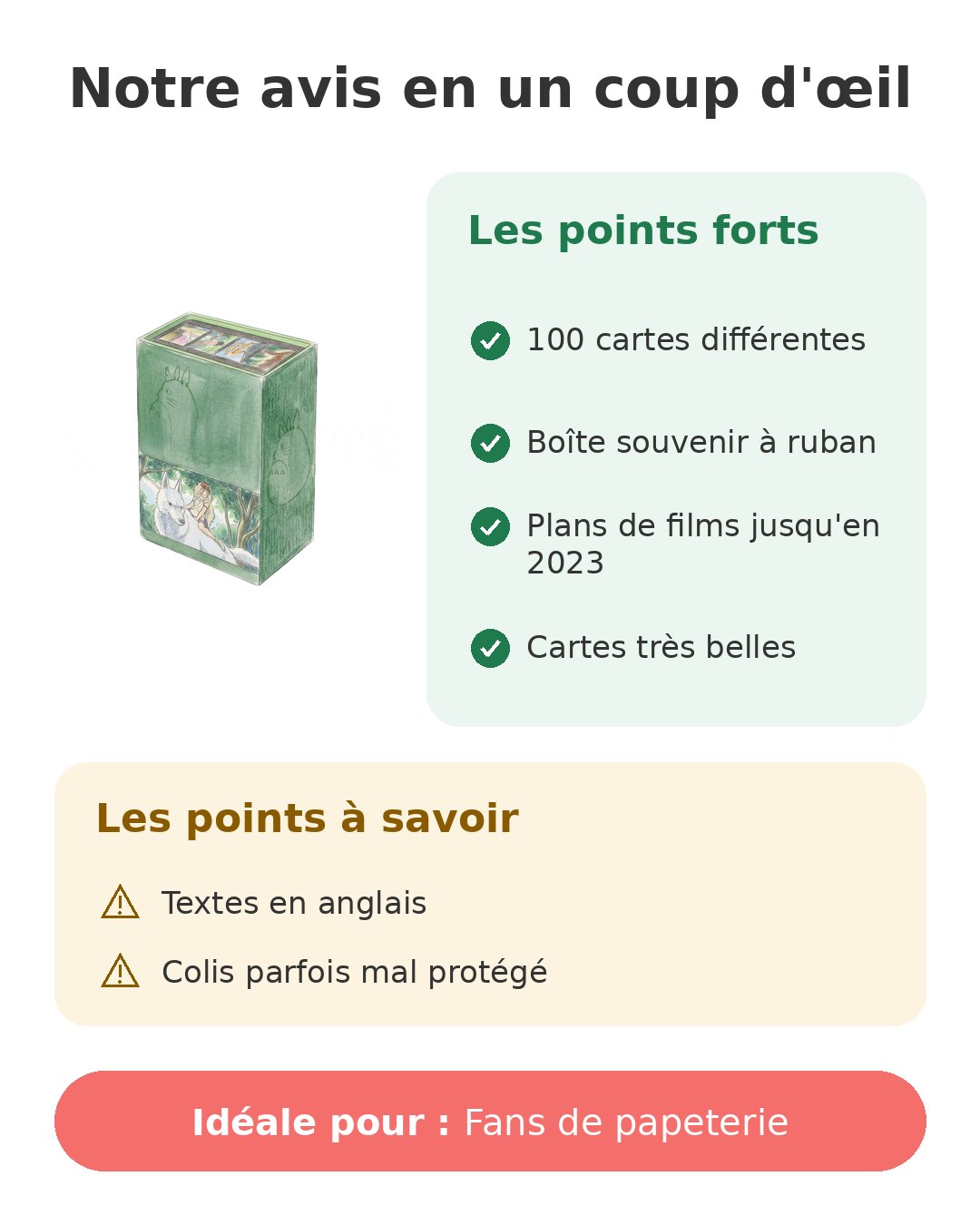 Notre avis en un coup d'œil sur Coffret 100 cartes