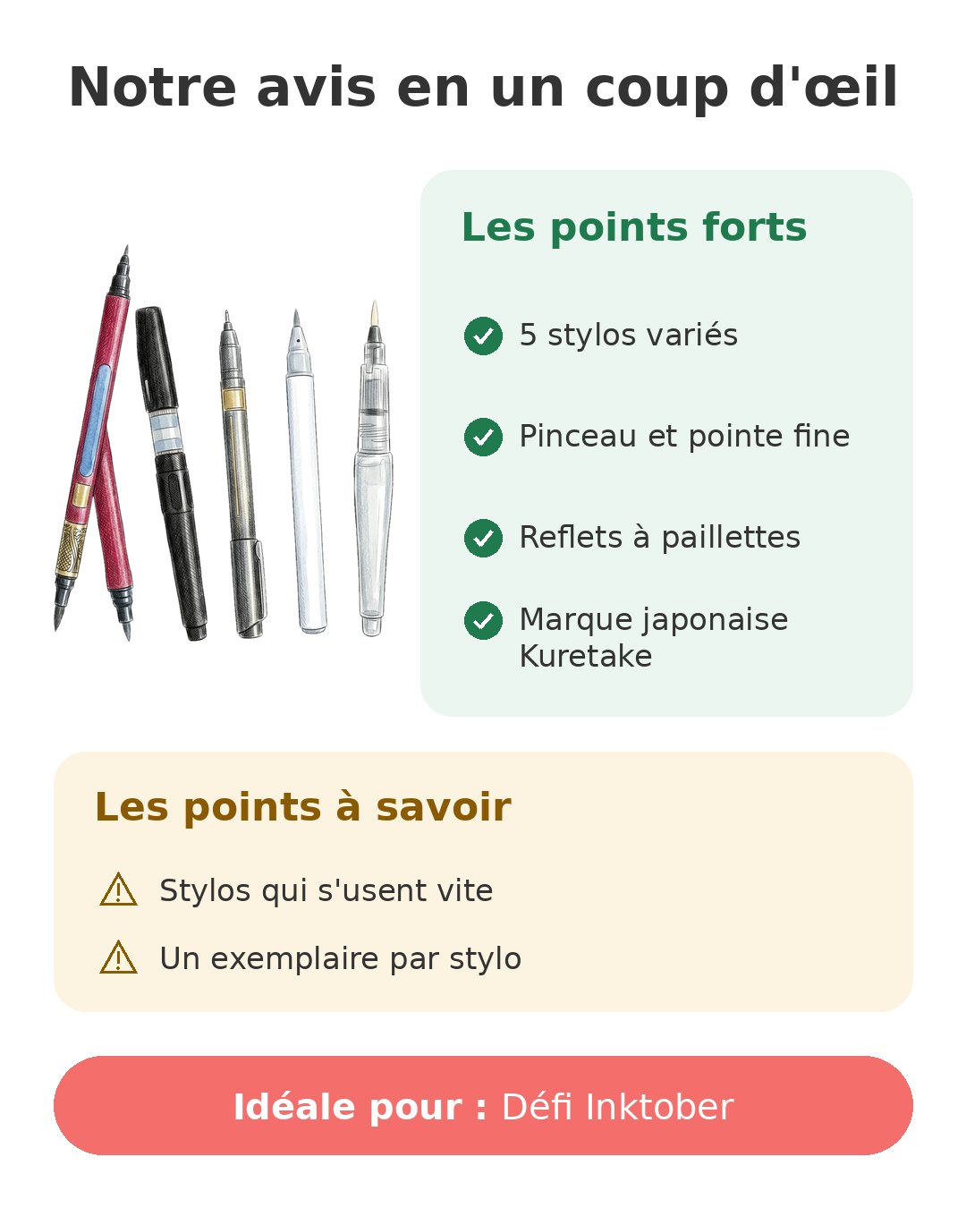 Notre avis en un coup d'œil sur Set Kuretake Inktober