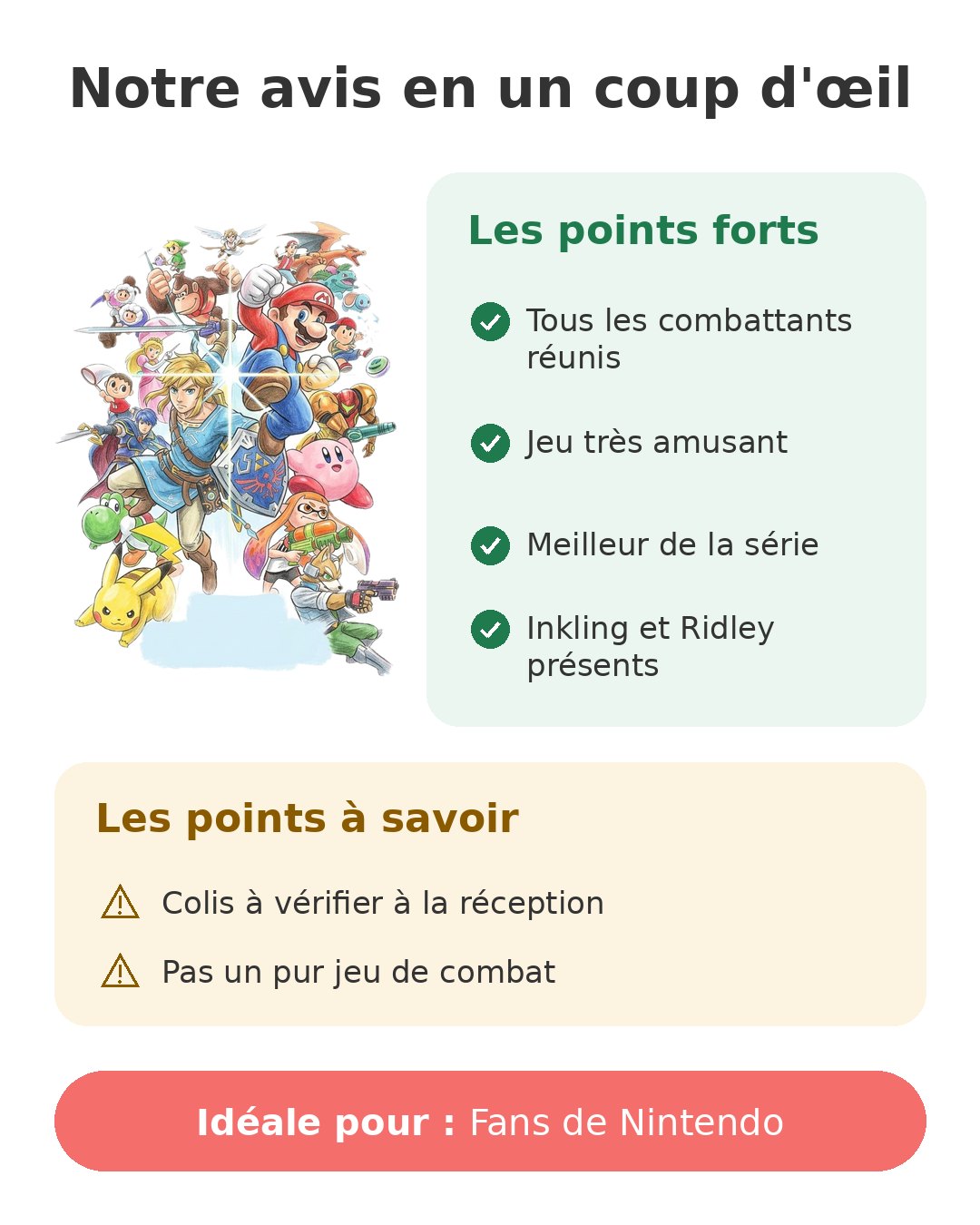 Notre avis en un coup d'œil sur Smash Bros Ultimate