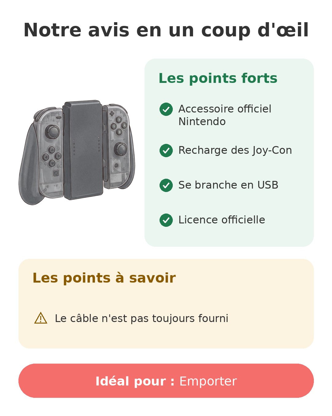 Notre avis en un coup d'œil sur Support Joy-Con