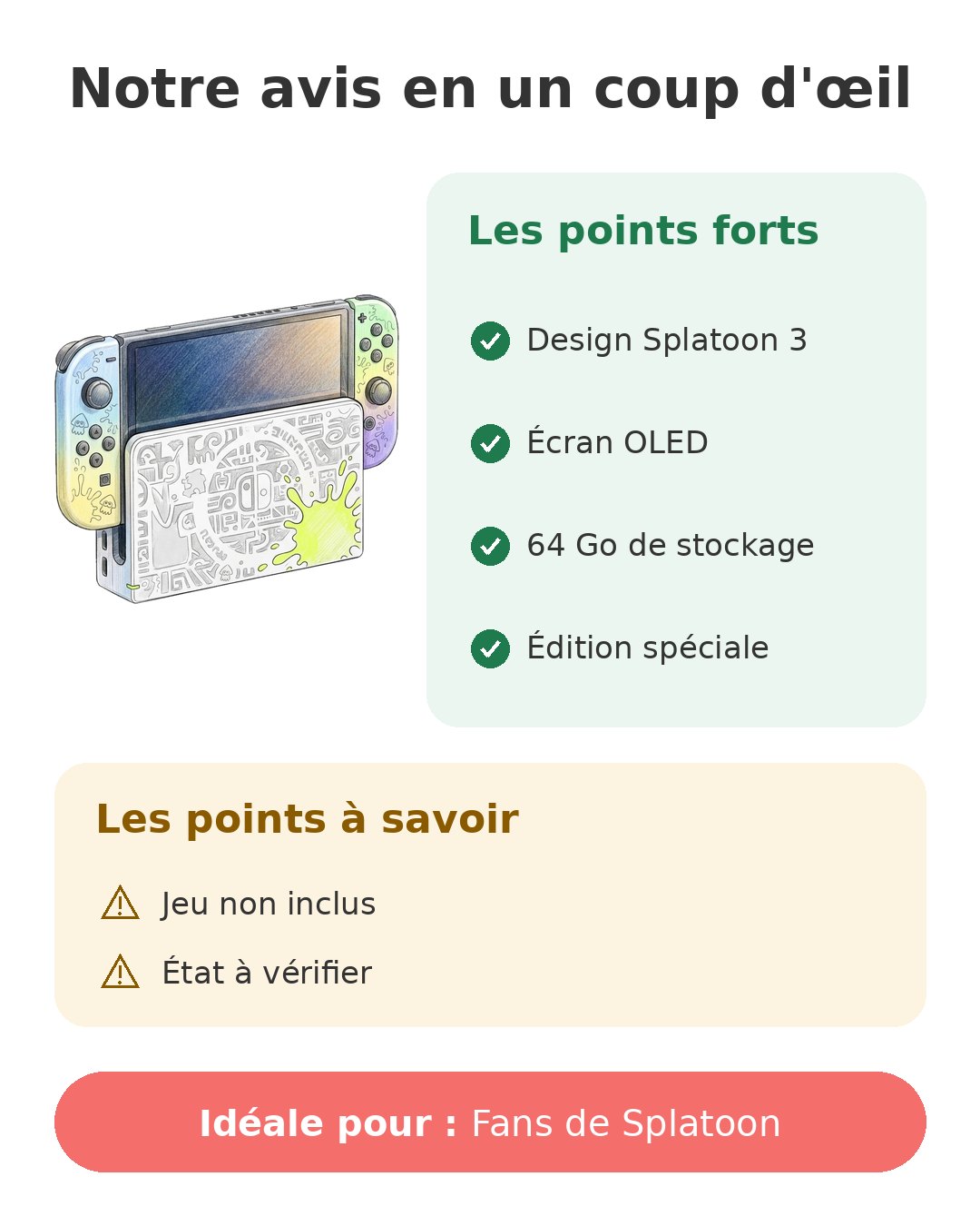 Notre avis en un coup d'œil sur Switch OLED Splatoon