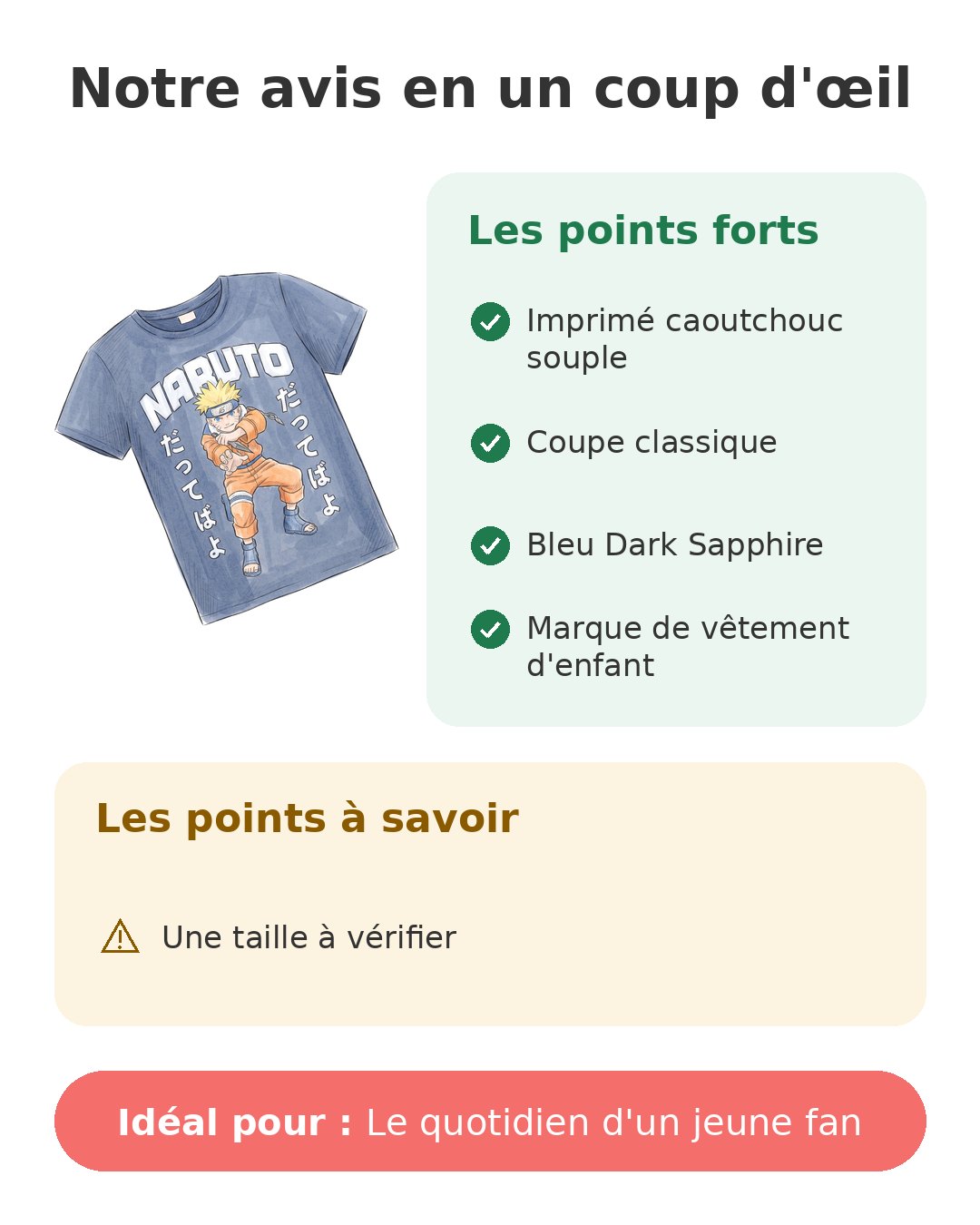 Notre avis en un coup d'œil sur T-shirt Naruto Name It