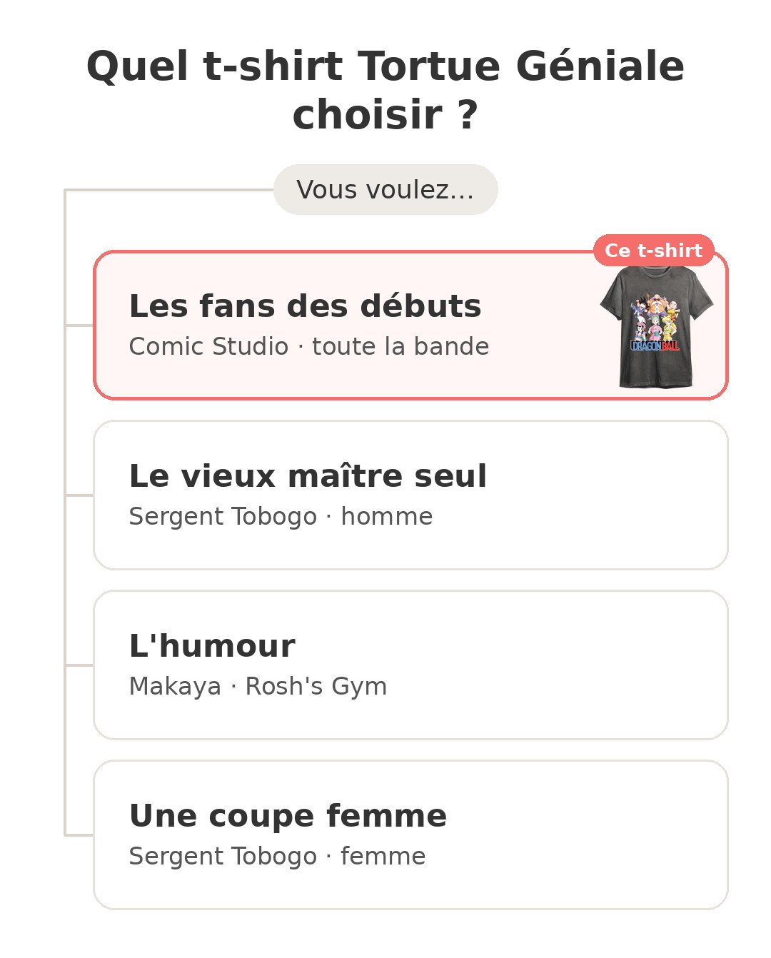 Quel modèle choisir : T-shirt Tortue Géniale et ses concurrents