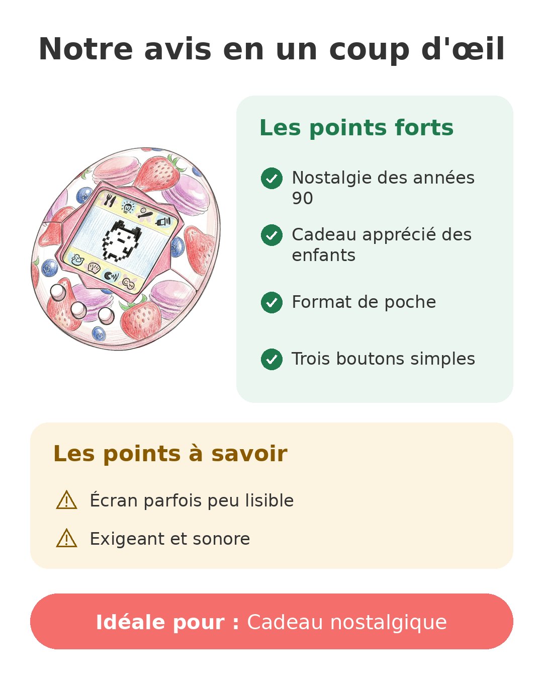 Notre avis en un coup d'œil sur Tamagotchi Original