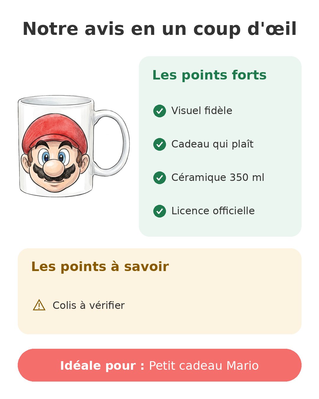 Notre avis en un coup d'œil sur Tasse Mario Stor