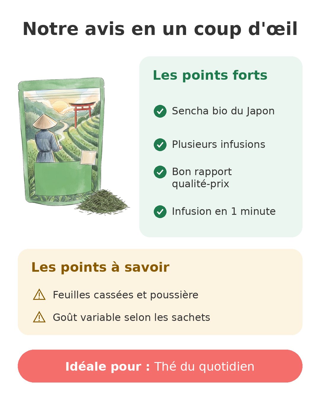 Notre avis en un coup d'œil sur Sencha bio NaturaleBio