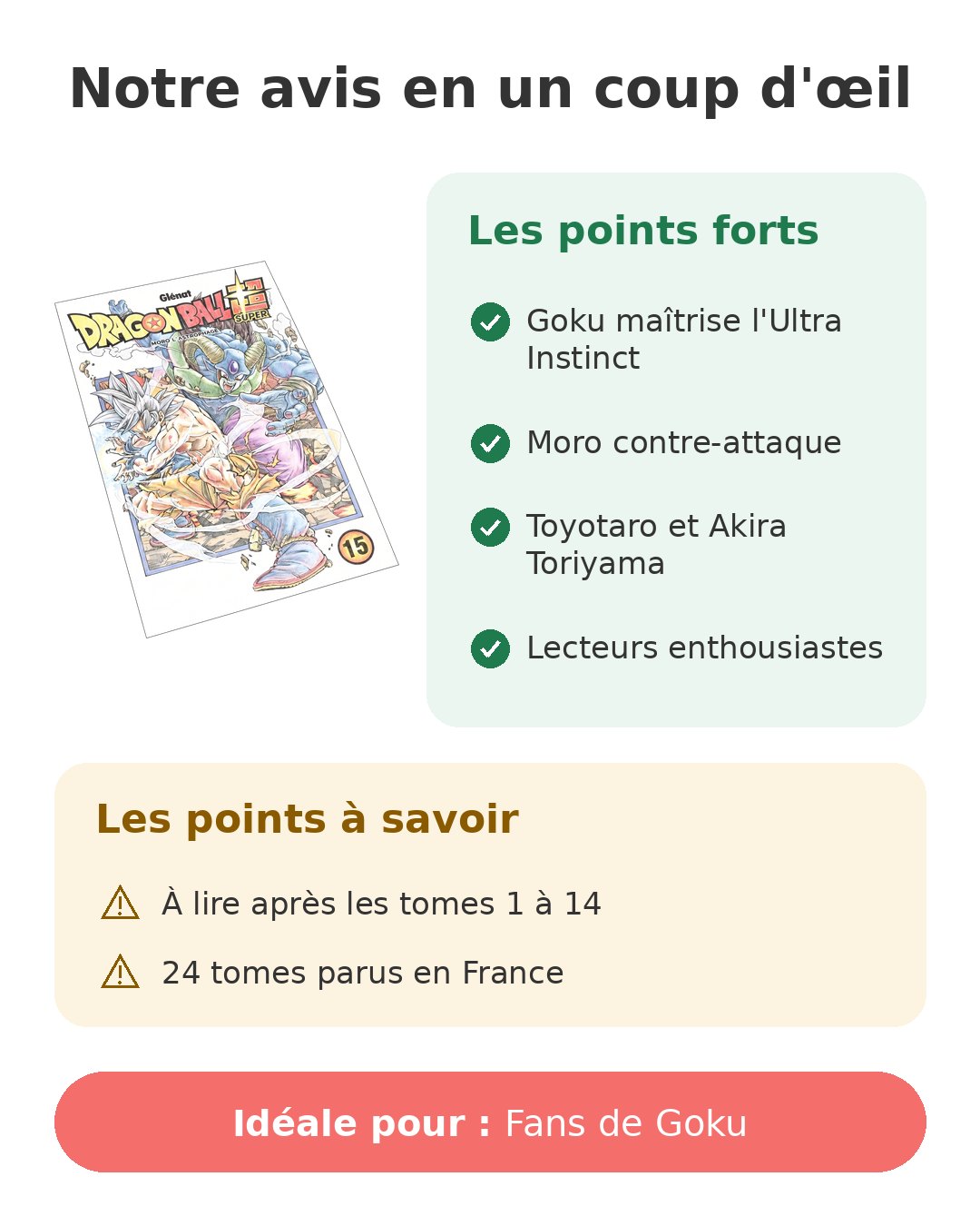 Dragon Ball Super tome 15 et l'Ultra Instinct Notre avis en un coup d'œil sur Dragon Ball Super 15