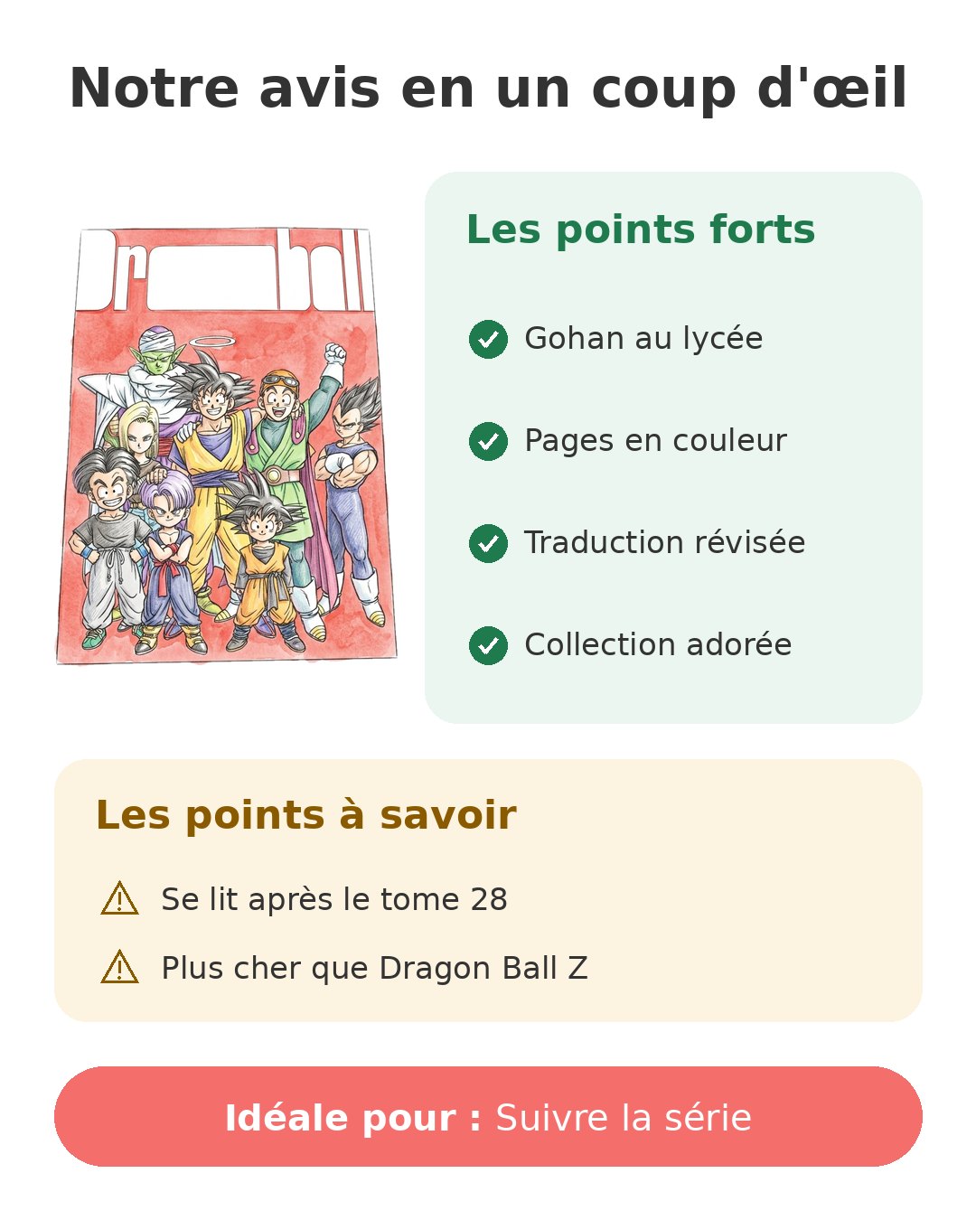 Tome 29 de Dragon Ball Perfect Edition et Gohan au lycée Notre avis en un coup d'œil sur DB Perfect Edition 29