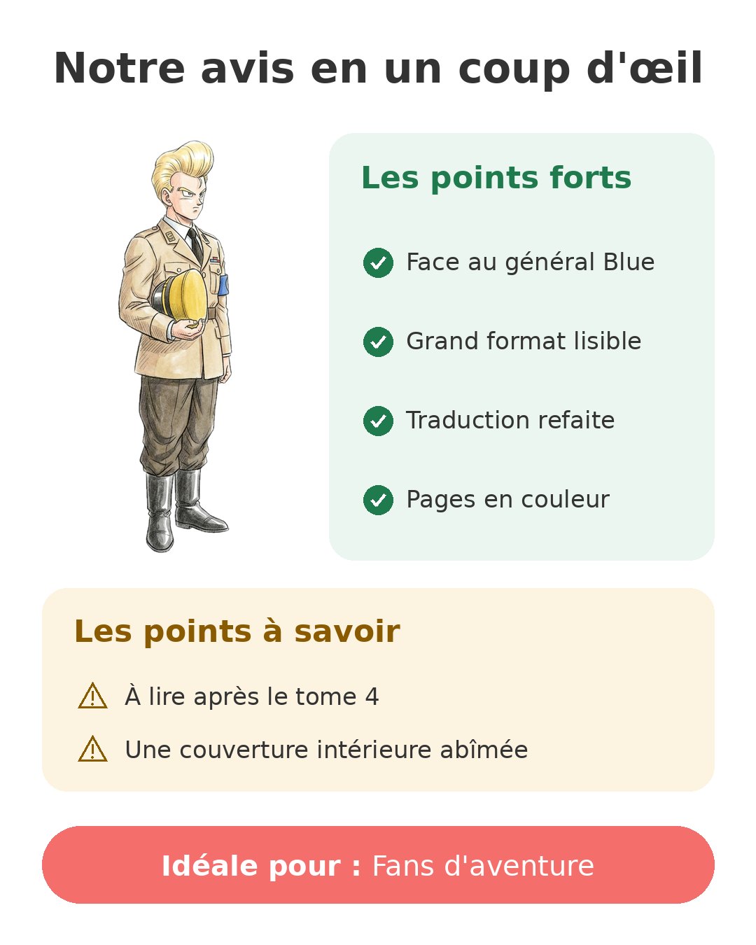 Tome 5 de Dragon Ball Perfect Edition et le général Blue Notre avis en un coup d'œil sur Perfect Edition tome 5