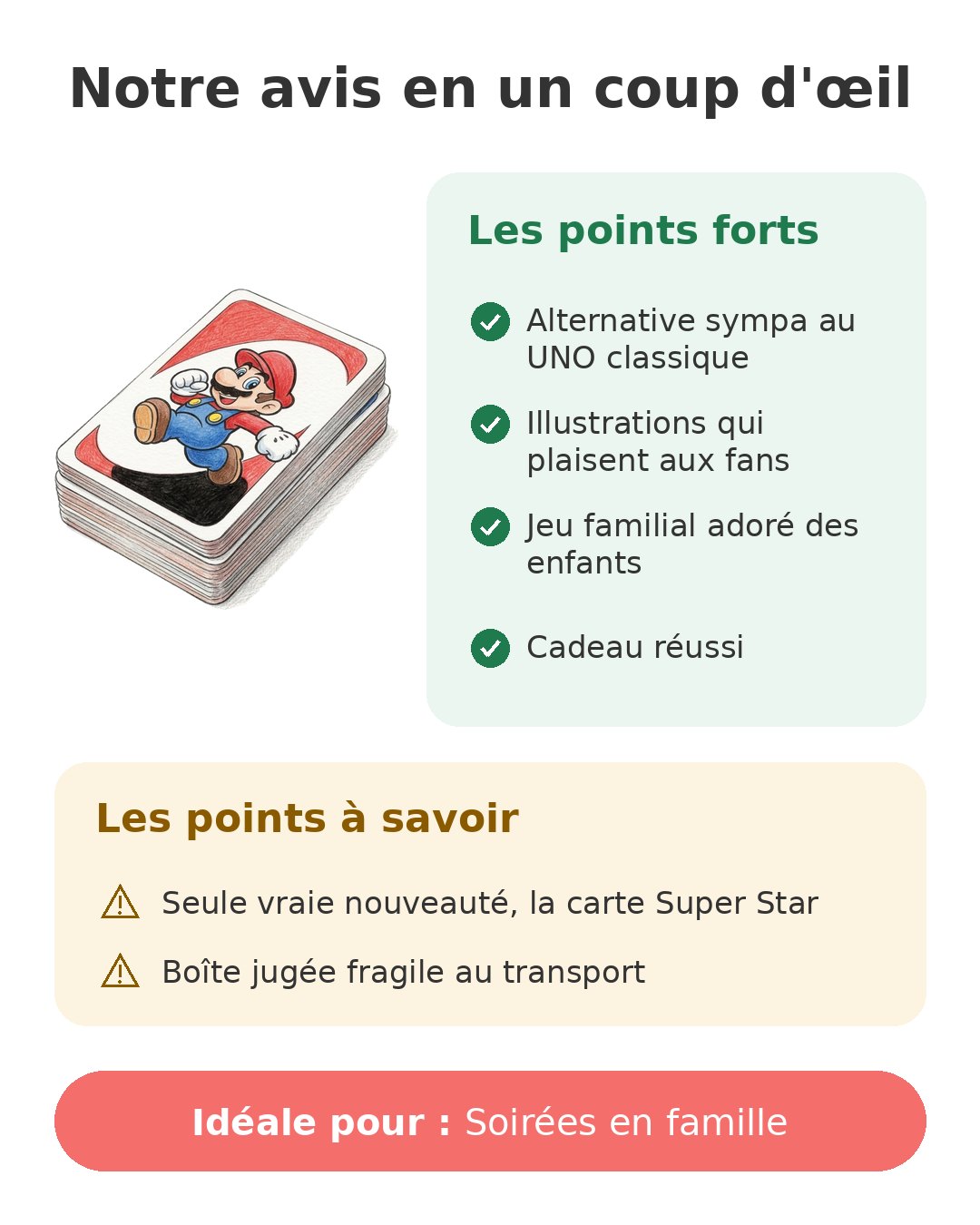 Notre avis en un coup d'œil sur UNO Super Mario