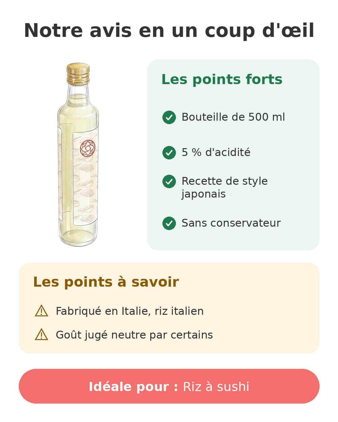Notre avis en un coup d'œil sur Vinaigre de riz Umami