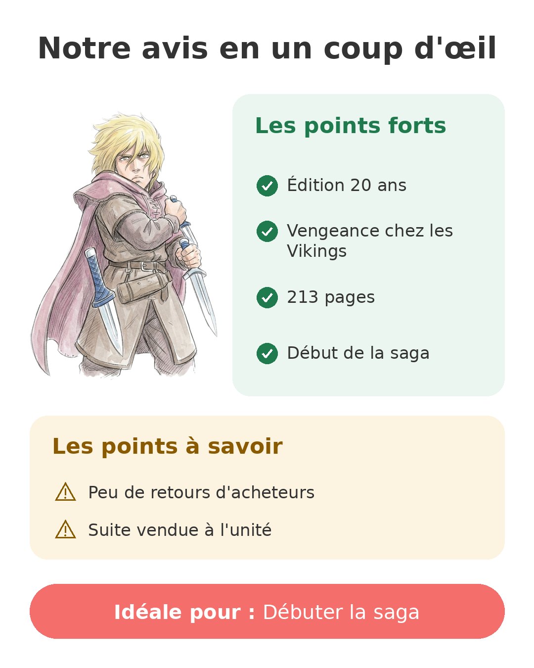 Notre avis en un coup d'œil sur Vinland Saga tome 1