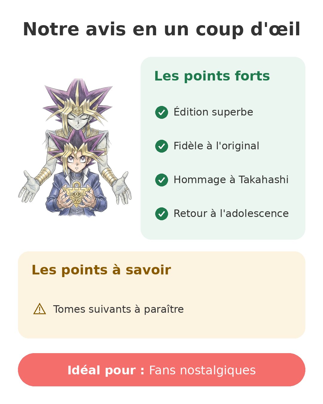 Yu-Gi-Oh édition Millénium - Tome 1 Notre avis en un coup d'œil sur Yu-Gi-Oh Millénium T1