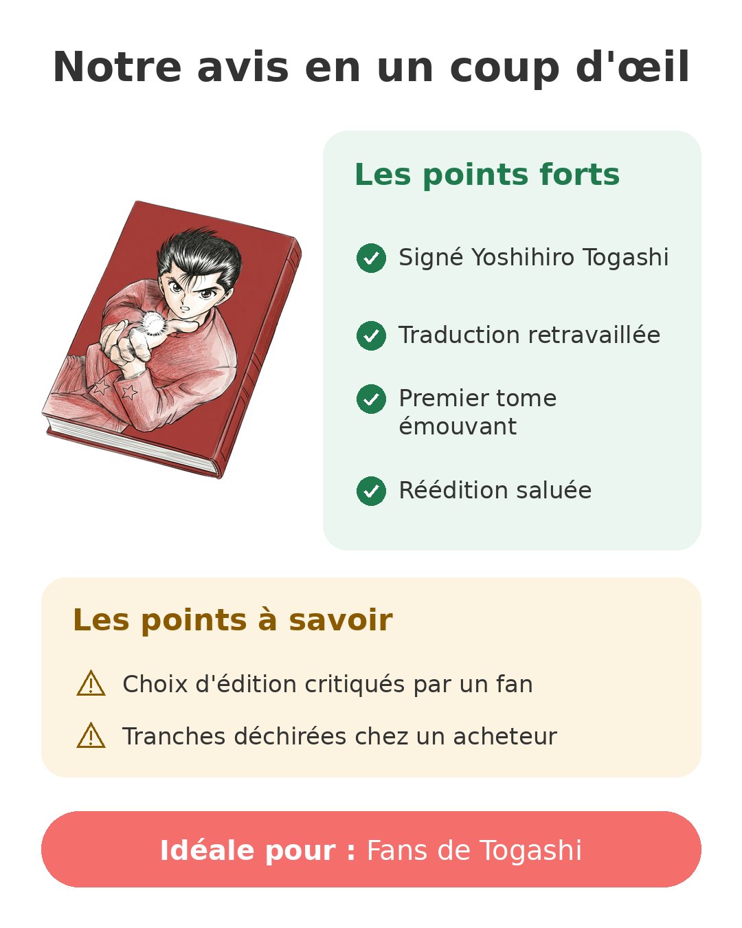Yuyu Hakusho Star Edition tome 1 réédité Notre avis en un coup d'œil sur Yuyu Hakusho T1