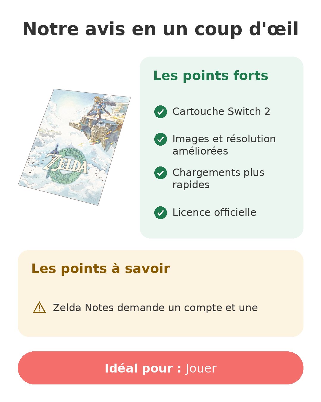 Notre avis en un coup d'œil sur Zelda TOTK