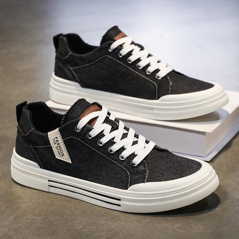 Baskets basses en toile denim - Noir, 39