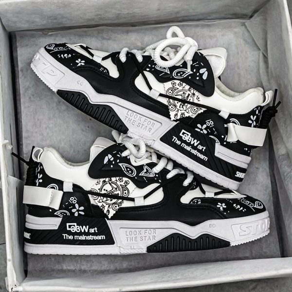 Baskets homme luxe paisley noir et blanc