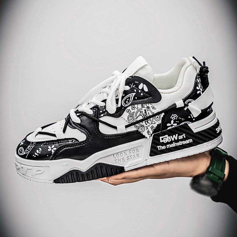 Baskets-homme-luxe-paisley-noir-et-blanc-picture-2