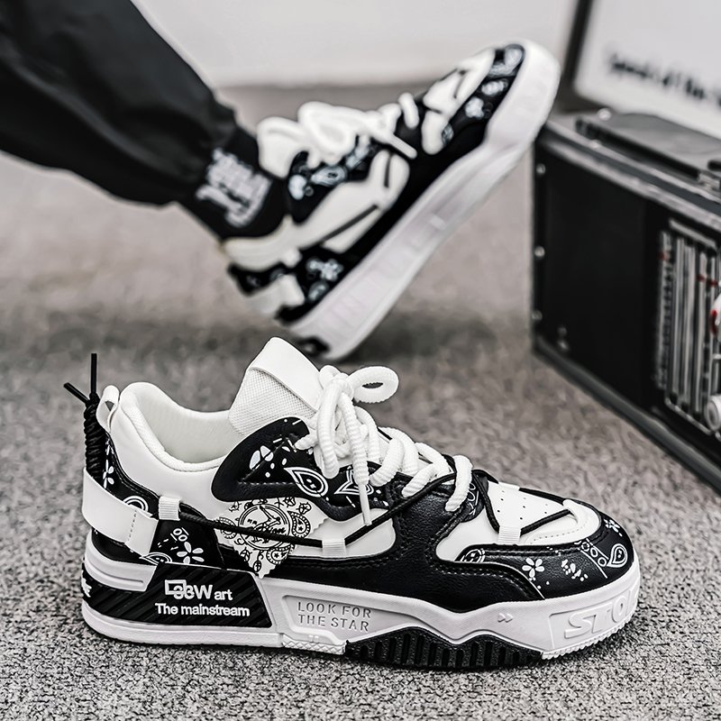 Baskets-homme-luxe-paisley-noir-et-blanc-picture-3