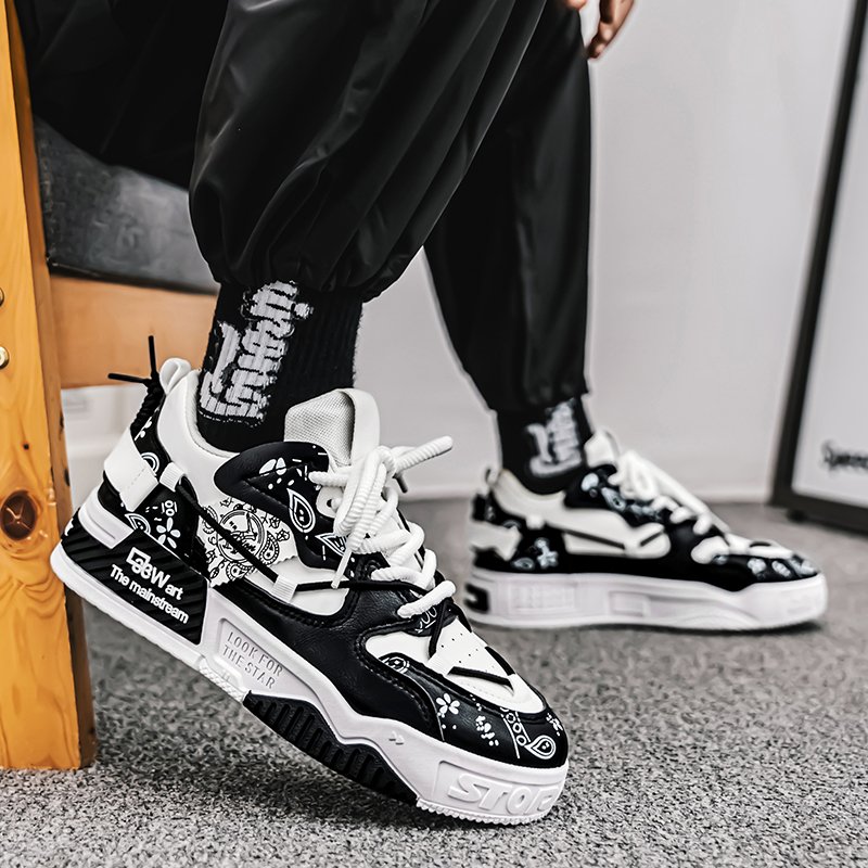 Baskets-homme-luxe-paisley-noir-et-blanc-picture-4
