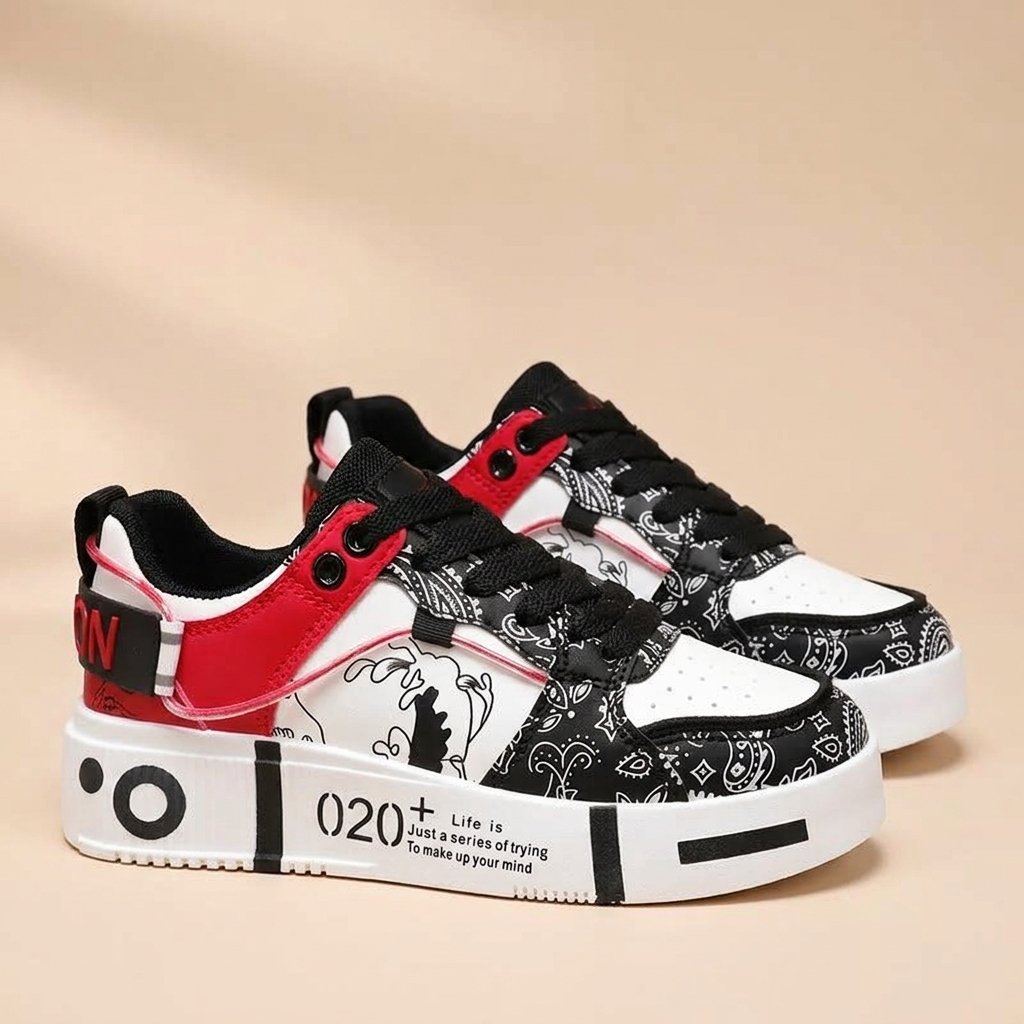 Baskets-streetwear-de-skateboard-a-motifs-paisley-et-semelle-graphique-miniature