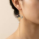 Boucles d'oreilles pendantes éventail japonais