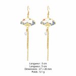 Boucles d'oreilles pendantes éventail japonais